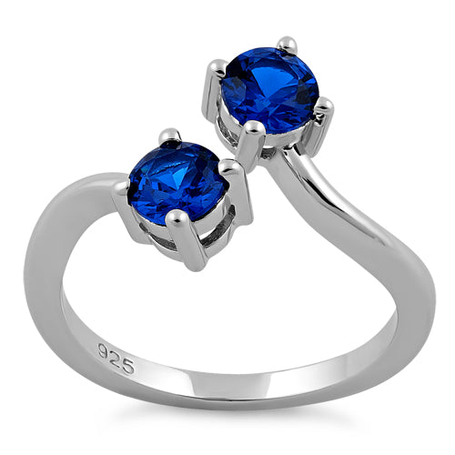 Sterling Silver Blue Sapphire CZ Ring