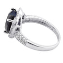Sterling Silver Blue Sapphire Heart Halo CZ Ring