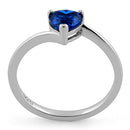 Sterling Silver Blue Spinel Heart CZ Ring
