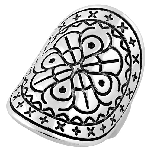 Sterling Silver Bohemian Shield Ring