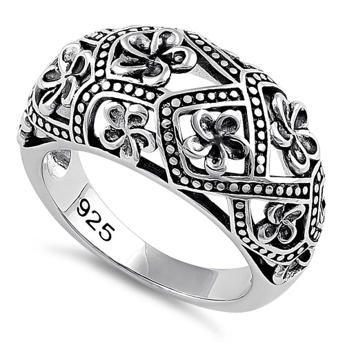 Sterling Silver Bold Flowers Ring