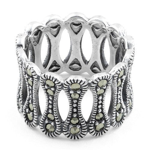 Sterling Silver Bone Eternity Marcasite Ring