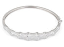 Sterling Silver Bones Pave CZ Bangle Bracelet