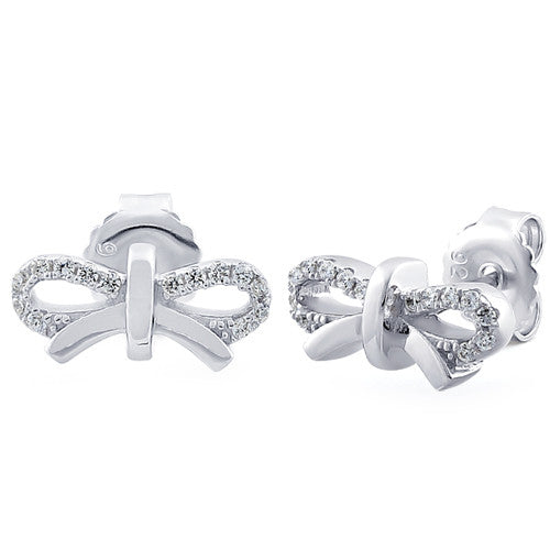 Sterling Silver Bow CZ Earrings