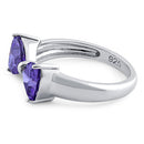 Sterling Silver Bow Trillion Cut Amethyst CZ Ring