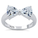 Sterling Silver Bow Trillion Cut Clear CZ Ring