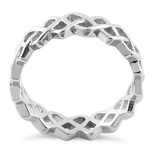 Sterling Silver Braided Hearts Eternity Ring