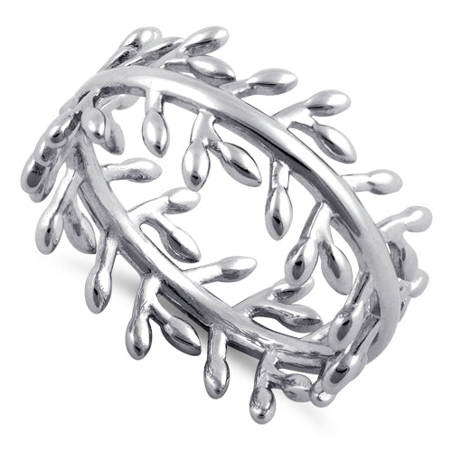 Sterling Silver Branches and Leaves Eternity Ring