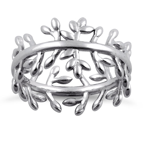 Sterling Silver Branches and Leaves Eternity Ring