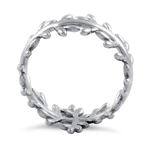 Sterling Silver Branches and Leaves Eternity Ring