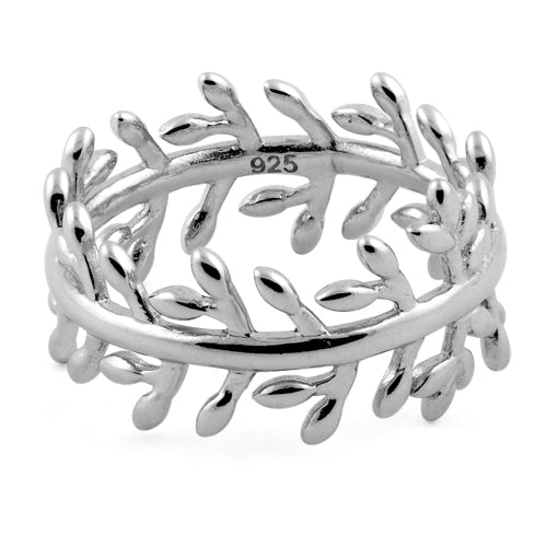 Sterling Silver Branches and Leaves Eternity Ring