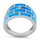 Sterling Silver Bricks Lab Opal Ring