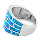 Sterling Silver Bricks Lab Opal Ring