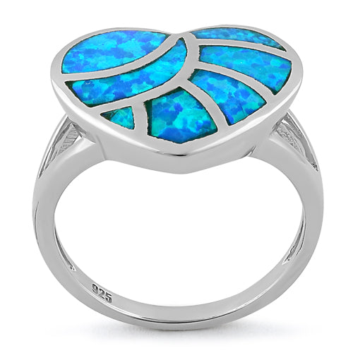 Sterling Silver Heart Lab Opal Ring