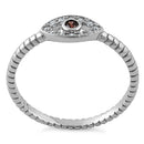 Sterling Silver Brown Stone Evil Eye CZ Ring