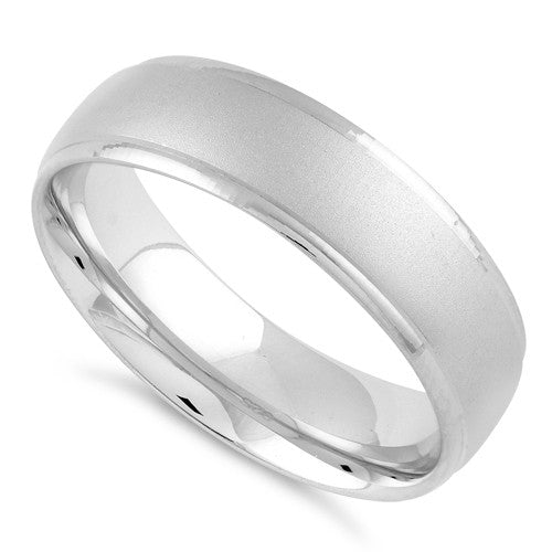 Sterling Silver Brushed Wedding Band Ring