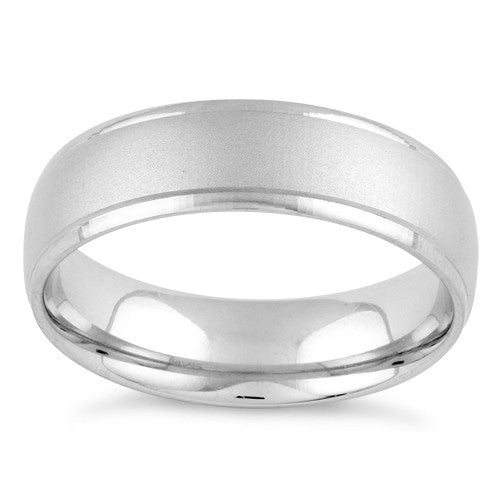 Sterling Silver Brushed Wedding Band Ring