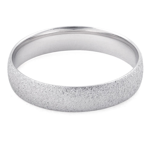 Sterling Silver Brushed Wedding Band Ring 4mm