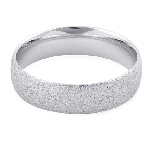 Sterling Silver Brushed Wedding Band Ring 5mm