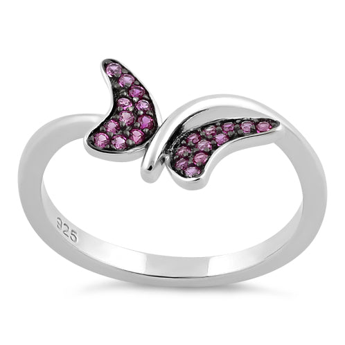 Sterling Silver Buttefly Ruby CZ Ring
