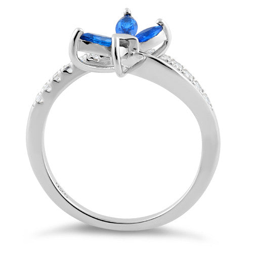 Sterling Silver Butterfly Blue Spinel CZ Ring