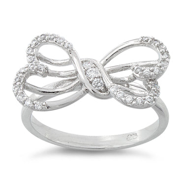 Sterling Silver Bow CZ Ring