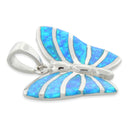 Sterling Silver Butterfly Lab Opal Pendant