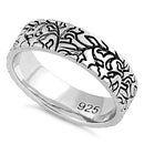 Sterling Silver Carved Leaves Band Ring