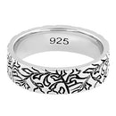 Sterling Silver Carved Leaves Band Ring