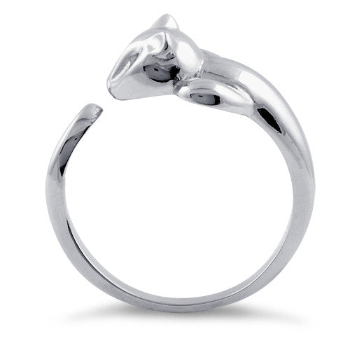 Sterling Silver Cat Clear CZ Ring