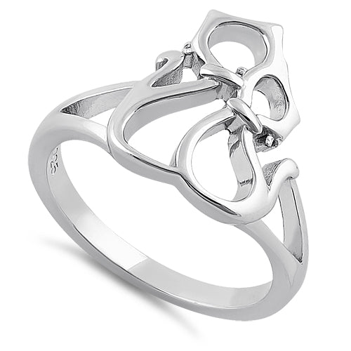 Sterling Silver Cat Couple Ring