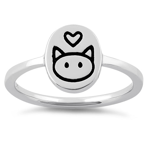 Sterling Silver Cat Love Ring