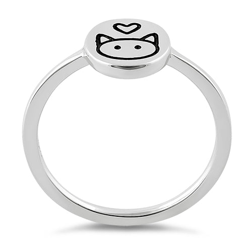 Sterling Silver Cat Love Ring