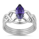 Sterling Silver Celtic Amethyst Marquise CZ Ring