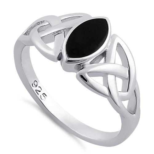 Sterling Silver Celtic Synthetic Onyx Ring