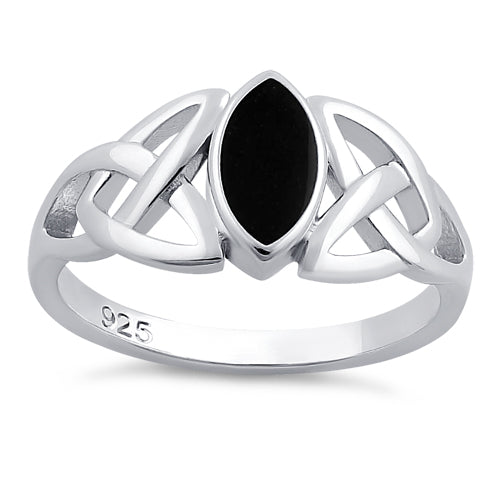 Sterling Silver Celtic Synthetic Onyx Ring