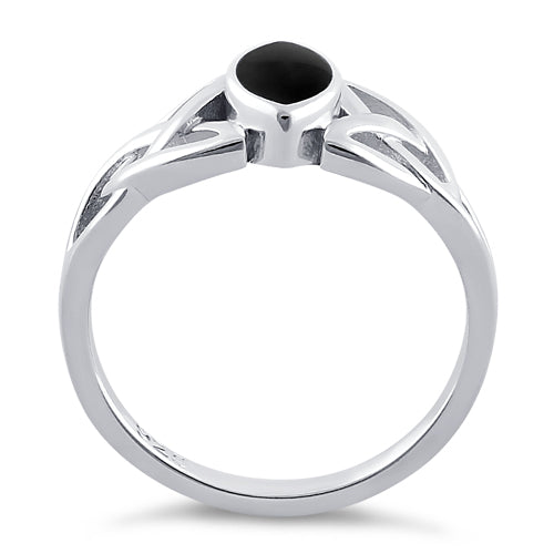 Sterling Silver Celtic Synthetic Onyx Ring