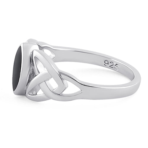Sterling Silver Celtic Synthetic Onyx Ring