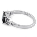 Sterling Silver Celtic  Black Princess Cut CZ Ring