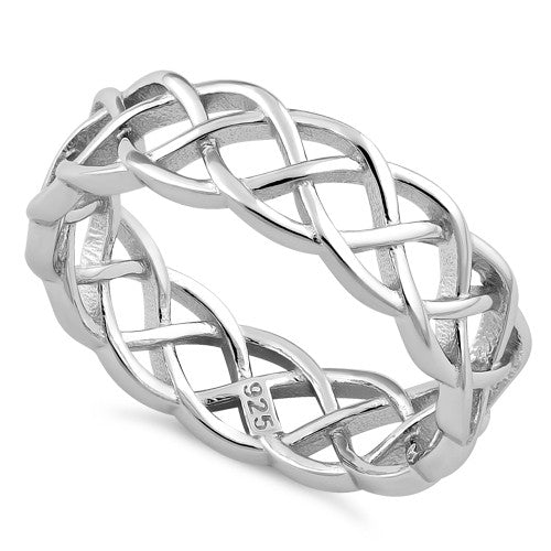 Sterling Silver Celtic Bradied Band Ring