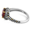 Sterling Silver Celtic Brown Cushion CZ Ring