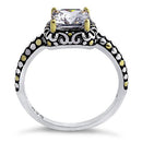 Sterling Silver Celtic Clear Cushion CZ Ring