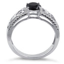Sterling Silver Celtic Pave Black Round CZ Ring