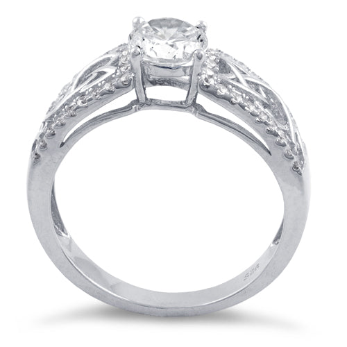 Sterling Silver Celtic Clear Round CZ Ring