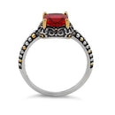 Sterling Silver Celtic Red Cushion CZ Ring