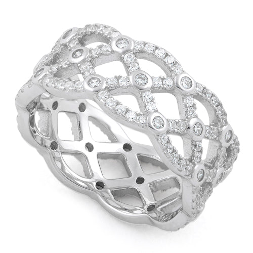 Sterling Silver Celtic Woven CZ Ring