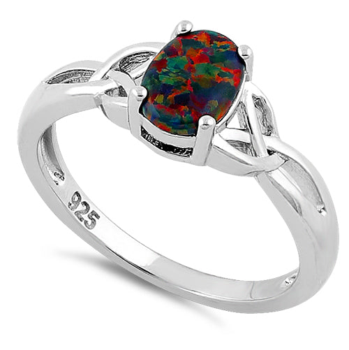 Sterling Silver Center Stone Charmed Black Lab Opal Ring