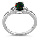 Sterling Silver Center Stone Charmed Black Lab Opal Ring