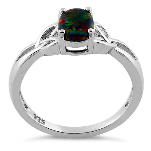 Sterling Silver Center Stone Charmed Black Lab Opal Ring