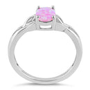 Sterling Silver Center Stone Charmed Pink Lab Opal Ring